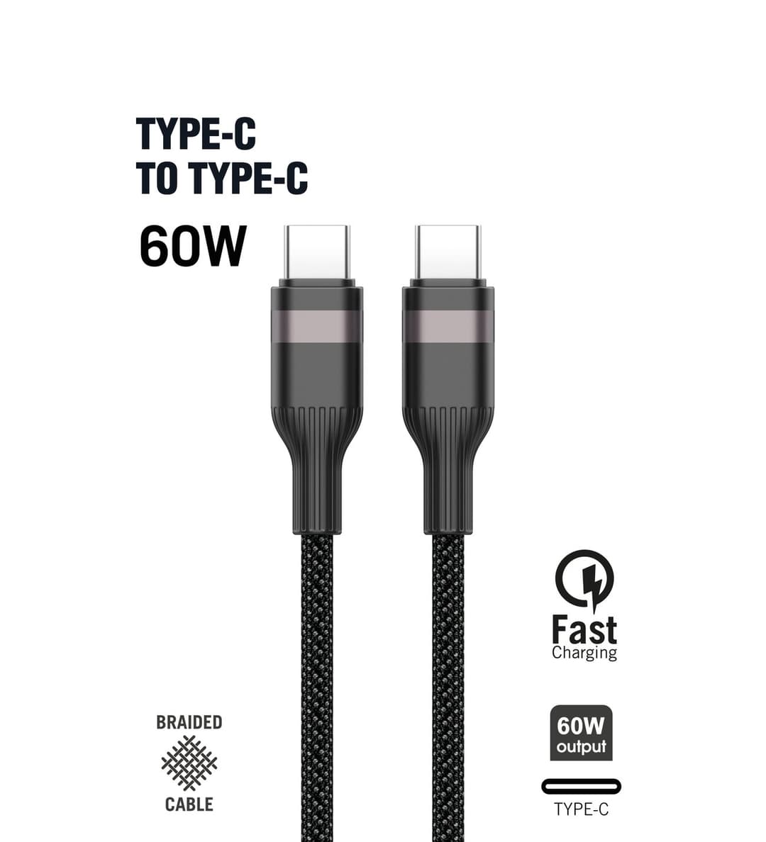 Type-C to Type-C Örgülü Kablo 1m