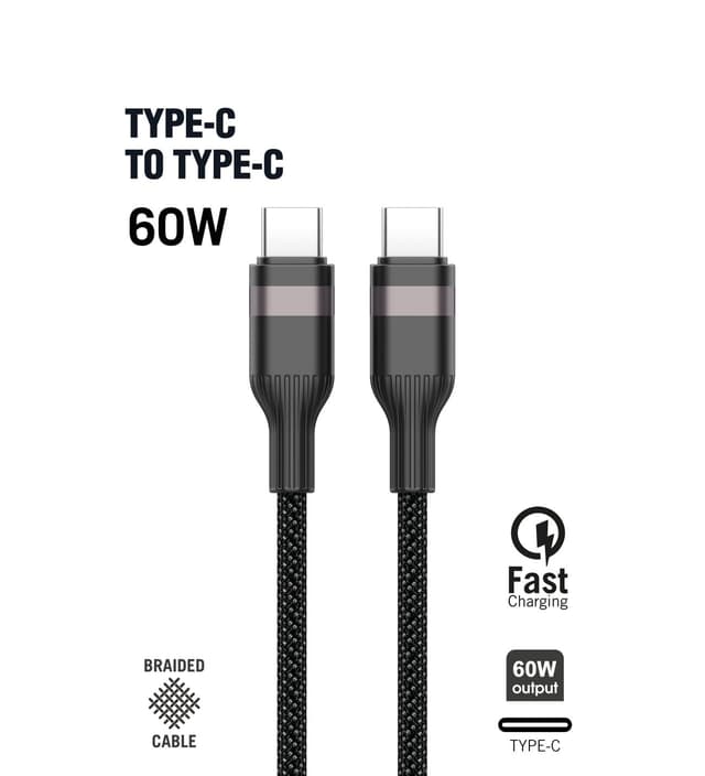 Type-C to Type-C Örgülü Kablo 1m